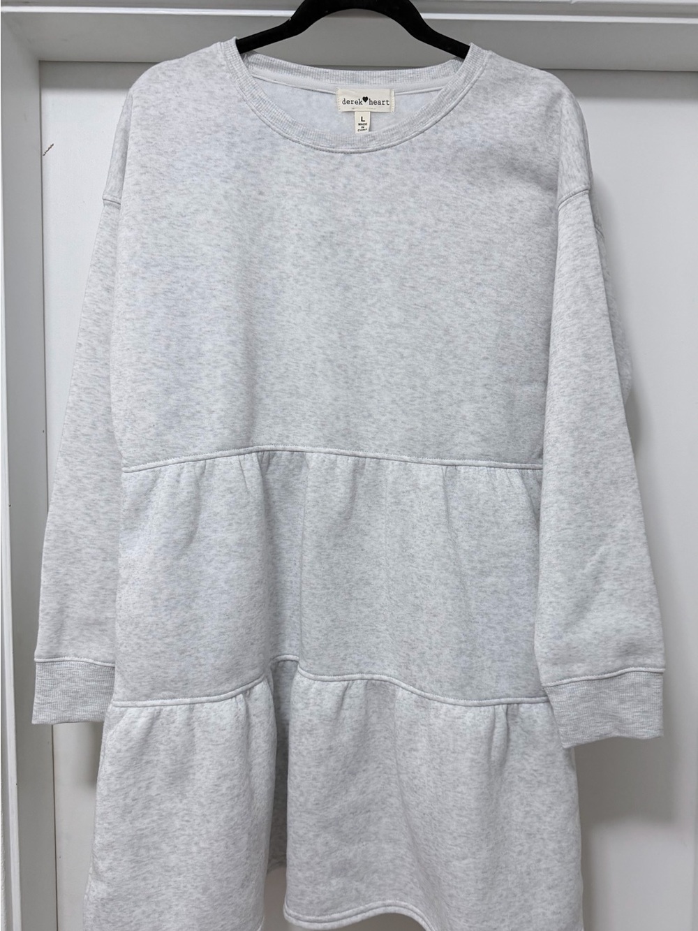 Derek Heart Light Gray Tiered Sweatshirt Dress